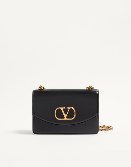 Valentino Garavani - Valentino Garavani Vain Shoulder Bag In Shiny Calfskin - Black - Woman - Shoulder Bags